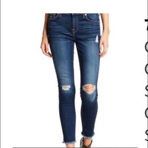 7 for all mankind, distressed raw hem denim